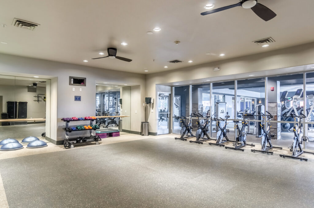 Fitness center with cardio equipment and functional training area