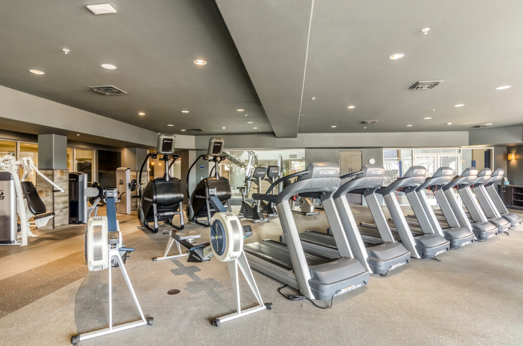 Fitness center with cardio machines and strength training equipment