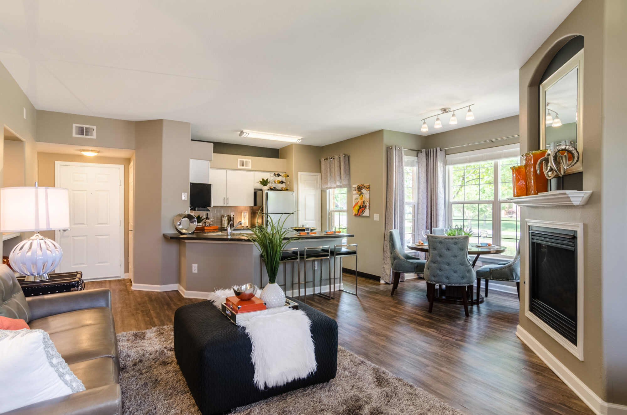 Living room with fire place