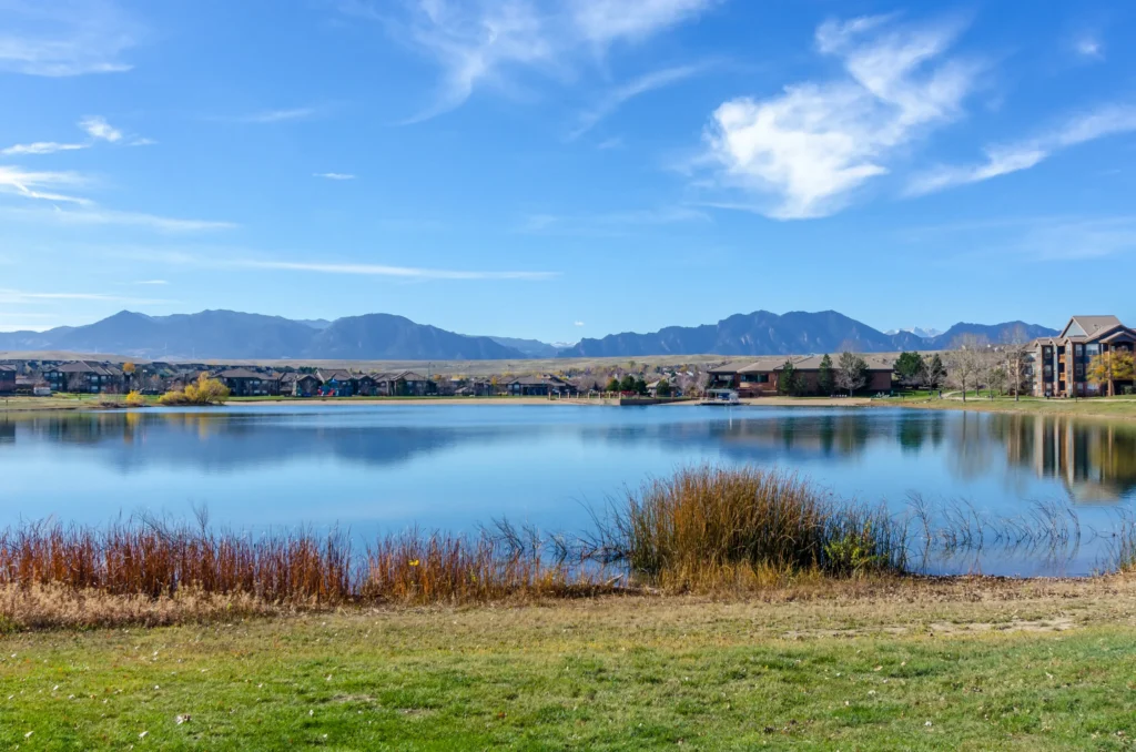 Lake with mountains in the distance