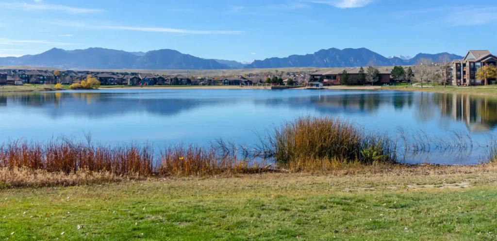 Lake with mountains in the distance